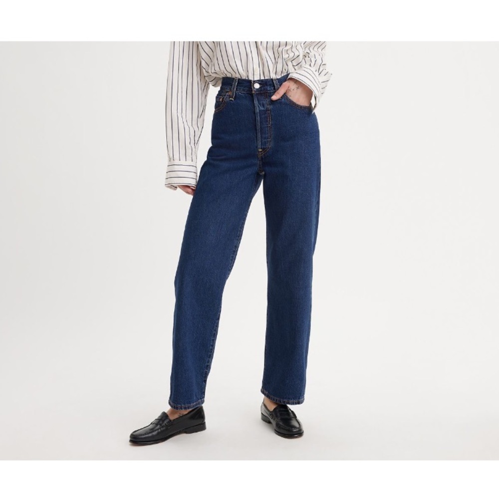 Levi's Dark Blue High-Rise Straight Jeans